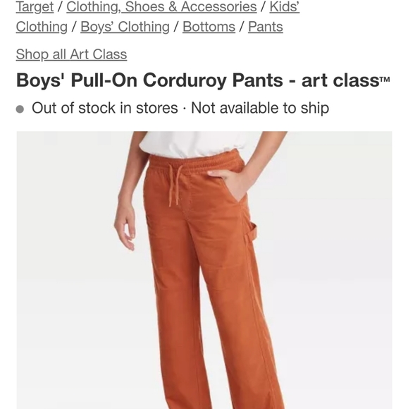 Boys pull on corduroy pants in copper color size 5  by art class new nev… - Picture 2 of 3